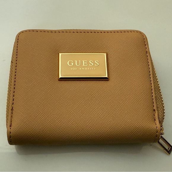 Guess Handbags - Guess Beige Wallet with Gold Accent